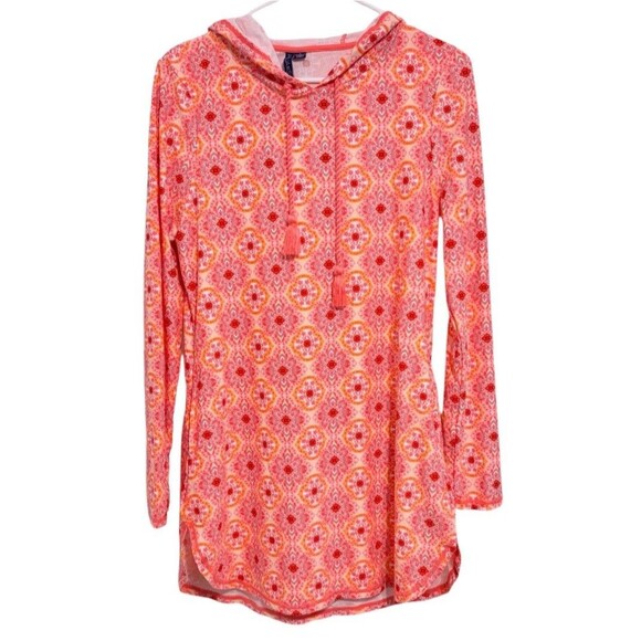 Aqua et Sol Long Sleeve Hooded Dress Coverup Womens Size Small Vacation Beach - Picture 1 of 6